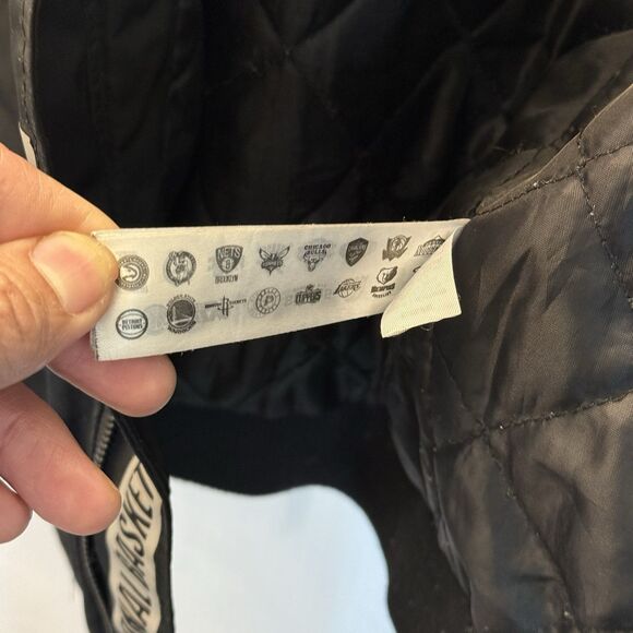 NBA MENS Black BOMBER JACKET  Full Zip Size Small NBA Logo - Picture 4 of 7